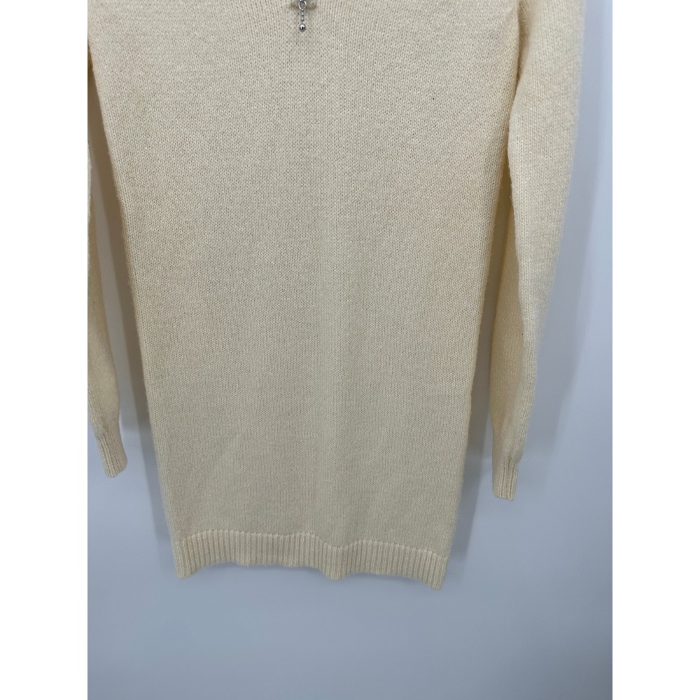 Lovers‎ and Friends Cream Wool Blend Quarter Zip Sweater Dress Womens Small Mock - Picture 4 of 7